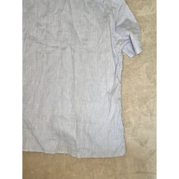 John Henric Sweden Mens Button Down Shirt Size XL Blue 100% Linen Casual NWT - Picture 10 of 11